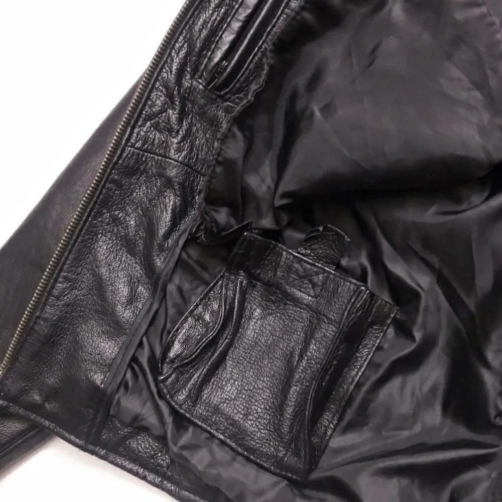 Vintage BIKER'S CLUB Leather Motorcycle Jacket‎ 80's Biker Moto Black Unisex XL